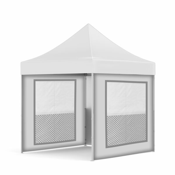 2x2 Baskısız Gazebo Tente (Baskısız Tavan+40'lık Çelik İskelet+2 Adet Sineklik+Şeffaf+Perdeli Pencereli Duvar+1 Adet Baskısız Duvar)