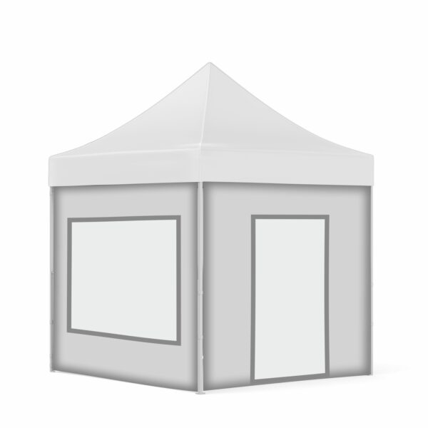 2x2 Baskısız Gazebo Tente (Baskısız Tavan+40'lık Çelik İskelet+2 Adet Şeffaf Pencereli Duvar+1 Adet Baskısız Tam Duvar+1 Adet Kapılı Duvar)