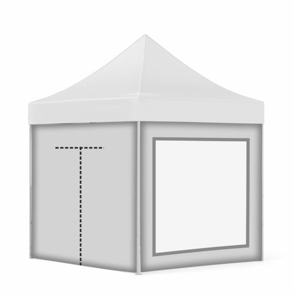 2x2 Baskısız Gazebo Tente (Baskısız Tavan+30'luk Çelik İskelet+1 Adet Baskısız Duvar+2 Adet Şeffaf Duvar+1 Adet Açılır Kapılı Duvar))