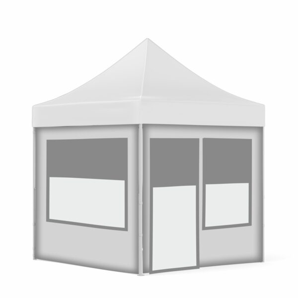 2x2 Baskısız Gazebo Tente (Baskısız Tavan+40'lık Çelik İskelet+2 Adet Şeffaf+Pencereli Duvar+1 Adet Tam Duvar+1 Adet Kapılı Pencereli Şeffaf+Pencereli Duvar)