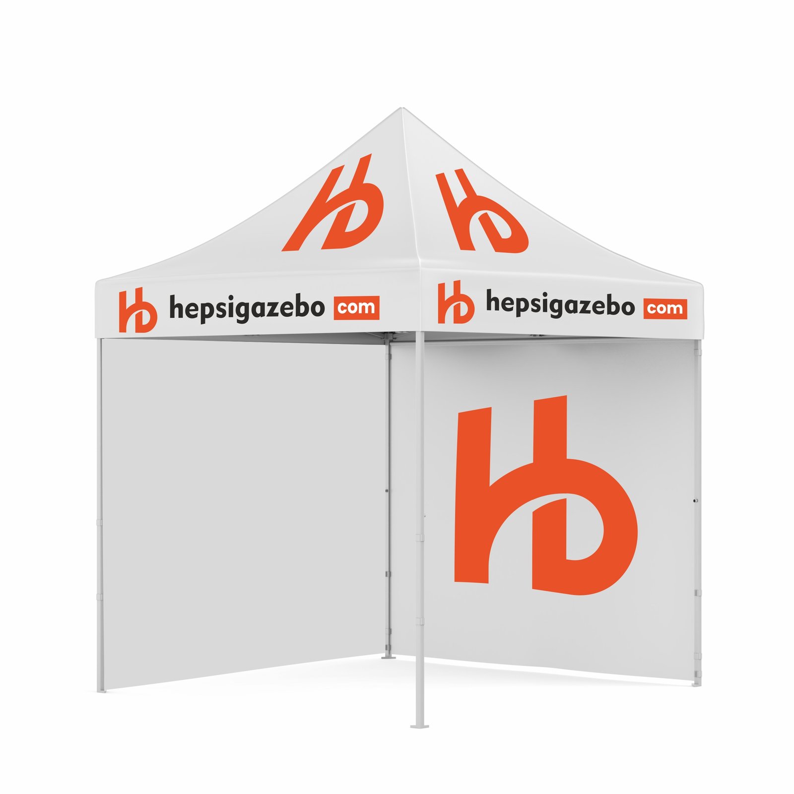 2x2 hepsi tete giydirme7 2x2 Baskılı Gazebo Tente (Baskılı Tavan+30'luk Çelik İskelet+1 Adet Tam Baskılı+1 Adet Baskısız Duvar) - Görsel 1