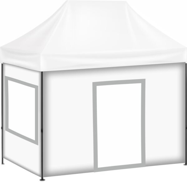 2x3 Baskısız Gazebo Tente (Baskısız Tavan+30'luk Çelik İskelet+2 Adet Şeffaf Pencereli Duvar+1 Adet Baskısız Tam Duvar+1 Adet Kapılı Duvar)