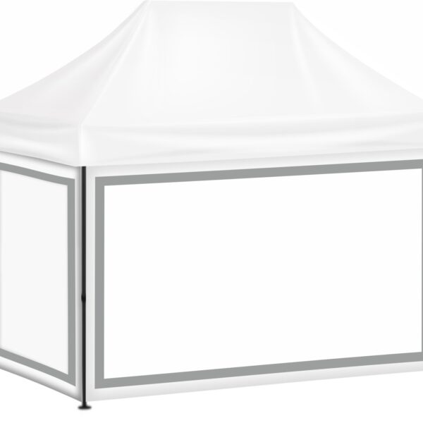 2x3 Baskısız Gazebo Tente (Baskısız Tavan+30'luk Çelik İskelet+2 Adet Şeffaf Duvar+2 Adet Baskısız Duvar)