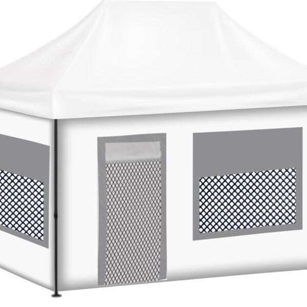 2x3 Baskısız Gazebo Tente (Baskısız Tavan+40'lık Çelik İskelet+2 Adet Baskısız Duvar+2 Adet Sineklik+Şeffaf+Perdeli Pencereli Duvar+1 Adet Sineklik+Şeffaf+Perdeli Kapılı Pencereli Duvar)