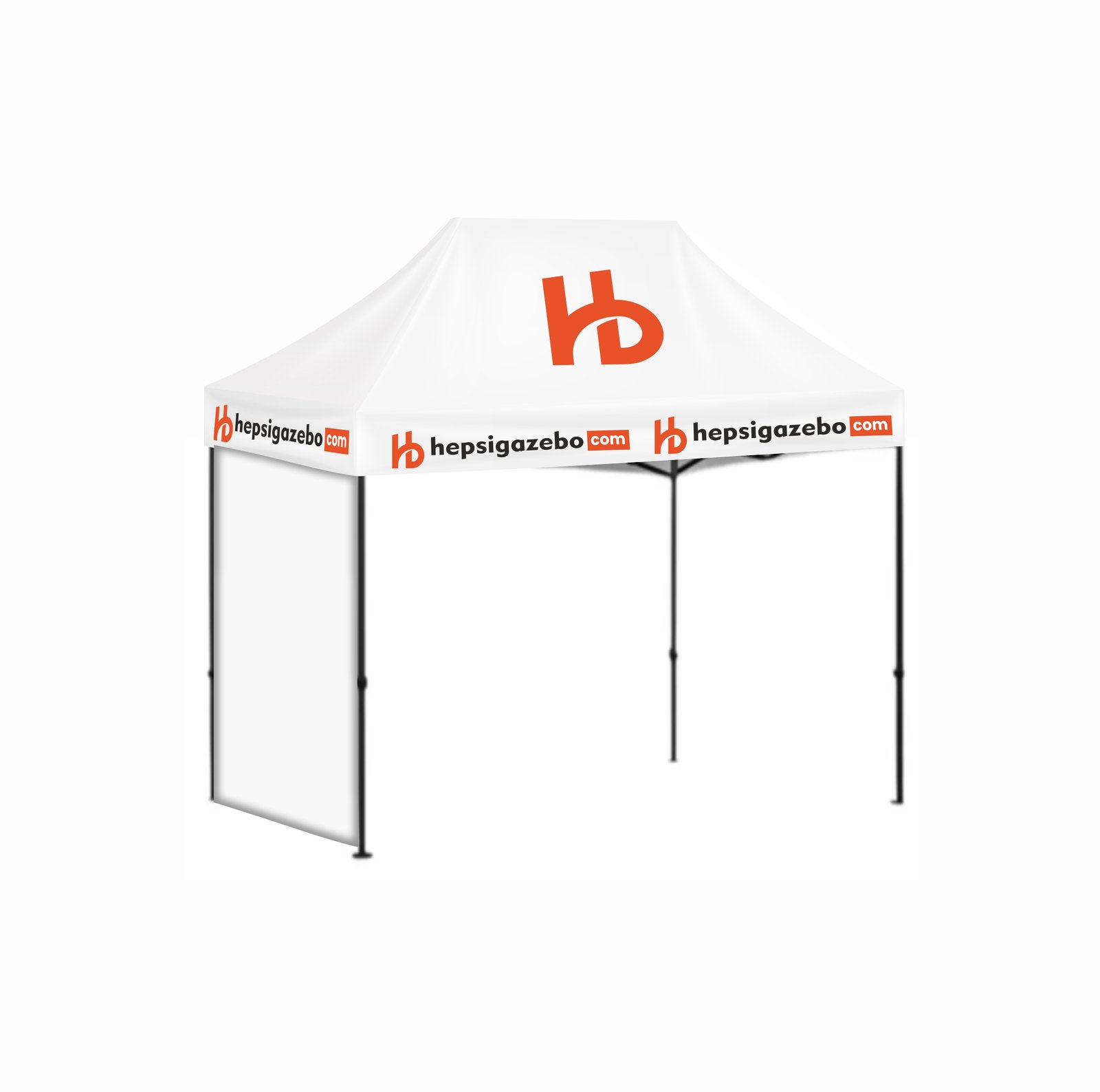 2x3 hepsi gazebo giydiSSrme1 2x3 Baskılı Gazebo Tente (Baskılı Tavan+40'lık Çelik İskelet+1 Adet Baskısız Tam Duvar) - Görsel 1