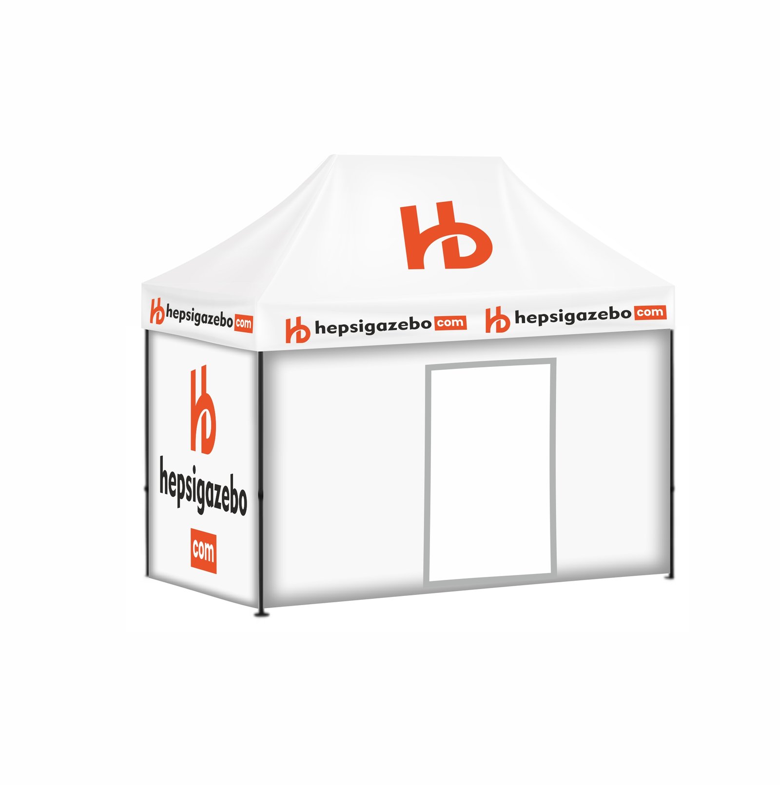 2x3 hepsi gazebo giydirmSe1 2x3 Baskılı Gazebo Tente (Baskılı Tavan+30'luk Çelik İskelet+2 Adet Baskılı Duvar+1 Adet Kapılı Duvar+1 Adet Baskısız Duvar) - Görsel 1