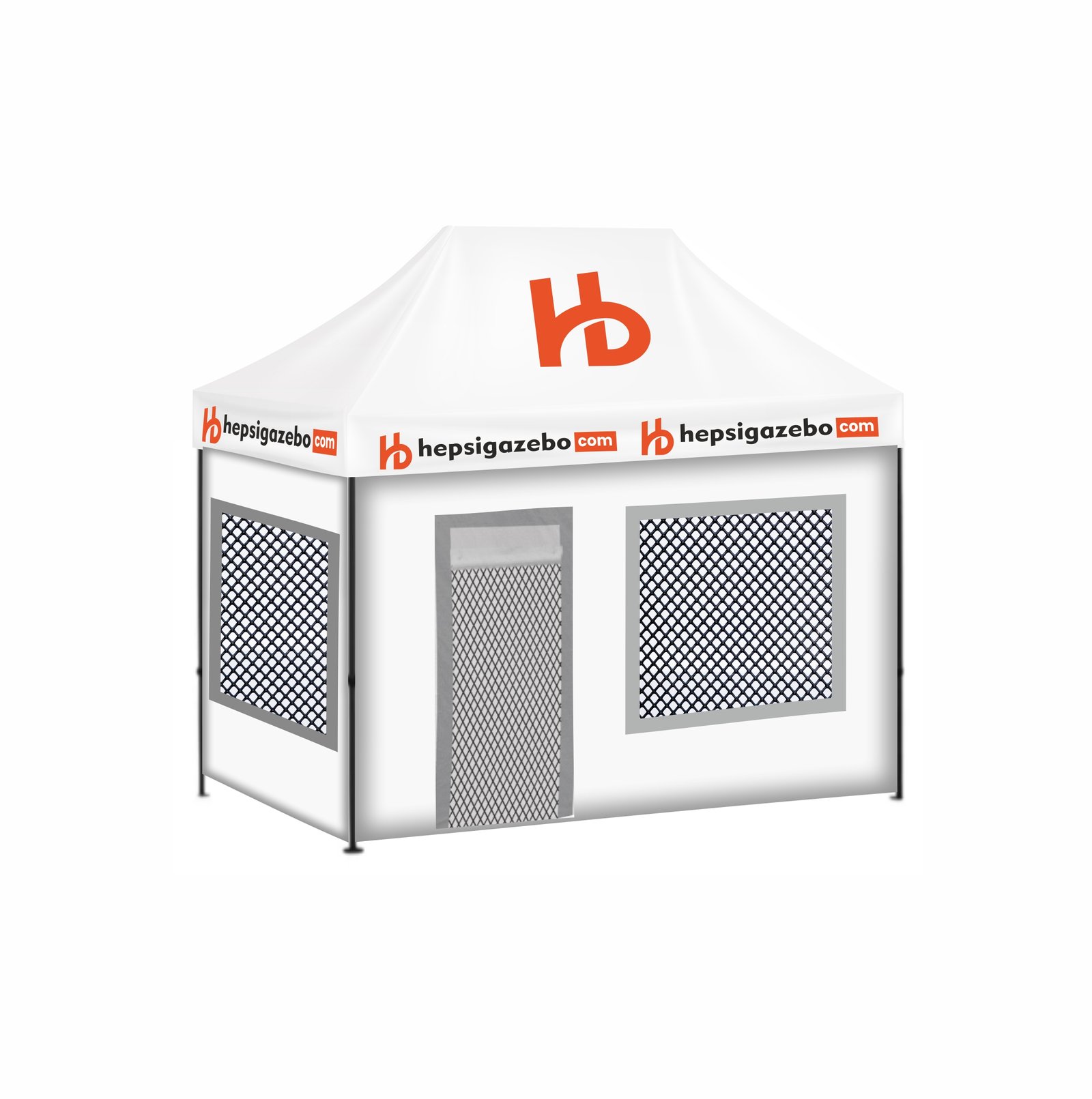 2x3 hepsi gazebo giydirme1.GGjpg 2x3 Baskılı Gazebo Tente (Baskılı Tavan+30'luk Çelik İskelet+2 Adet Baskılı Duvar+2 Adet Sineklik+Şeffaf+Pencereli Duvar+1 Adet Sineklik+Şeffaf Kapılı Pencereli Duvar) - Görsel 1