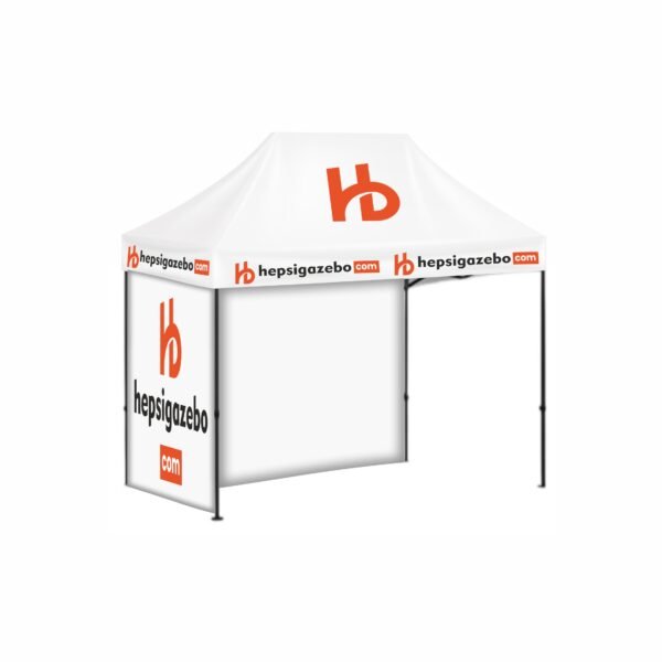 2x3 Baskılı Gazebo Tente (Baskılı Tavan+30'luk Çelik İskelet+1 Adet Tam Baskılı+1 Adet Baskısız Duvar)