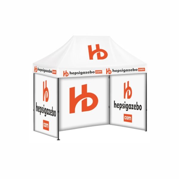 2x3 Baskılı Gazebo Tente (Baskılı Tavan+40 'lık Çelik İskelet+3 Adet Baskılı Duvar)