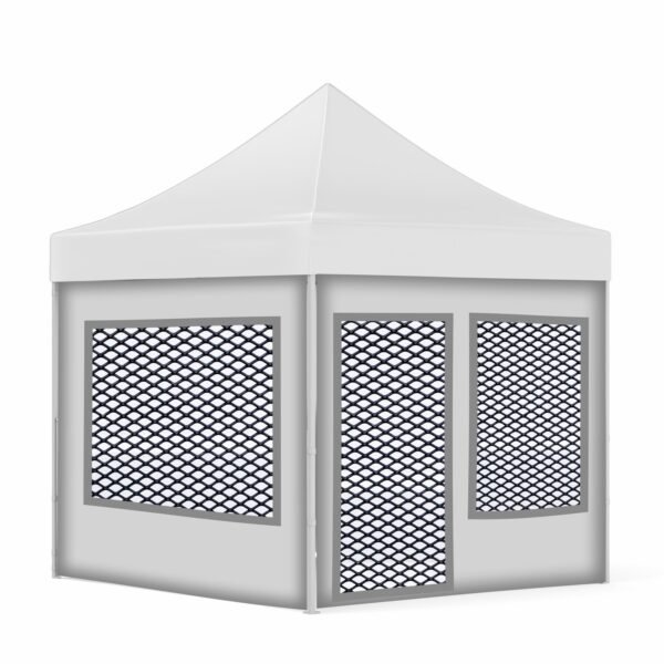 3x3 Baskısız Gazebo Tente (Baskısız Tavan+30'luk Çelik İskelet+2 Adet Baskısız Duvar+2 Adet Sineklik+Şeffaf+Pencereli Duvar+1 Adet Sineklik+Şeffaf Kapılı Pencereli Duvar)
