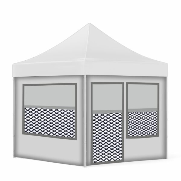 3x3 Baskısız Gazebo Tente (Baskısız Tavan+40'lık Alüminyum İskelet+2 Adet Baskısız Duvar+2 Adet Sineklik+Şeffaf+Perdeli Pencereli Duvar+1 Adet Sineklik+Şeffaf+Perdeli Kapılı Pencereli Duvar)