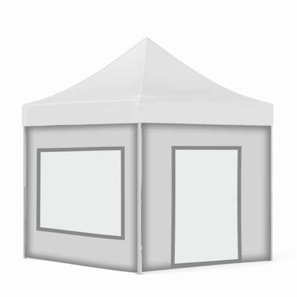 3x3 Baskısız Gazebo Tente (Baskısız Tavan+52'lik Alüminyum İskelet+2 Adet Şeffaf Pencereli Duvar+1 Adet Baskısız Tam Duvar+1 Adet Kapılı Duvar)