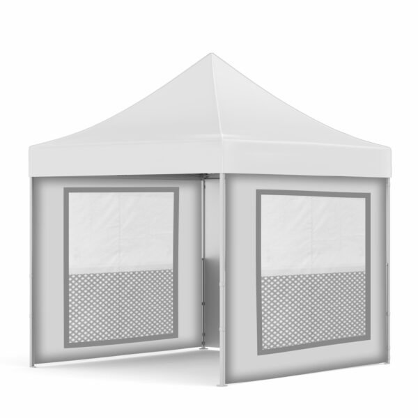 3x3 Baskısız Gazebo Tente (Baskısız Tavan+30'luk Çelik İskelet+2 Adet Sineklik+Şeffaf+Perdeli Pencereli Duvar+1 Adet Baskısız Duvar)