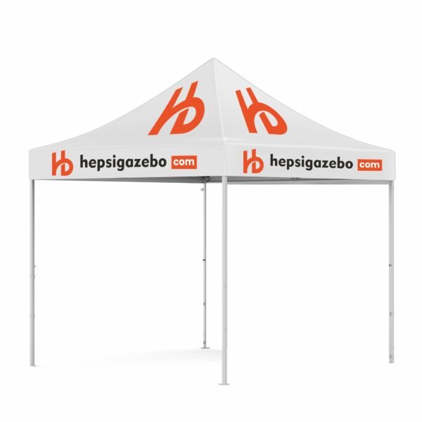 4x4 Baskılı Gazebo Tente (Baskılı Tavan+52'lik Alüminyum İskelet)