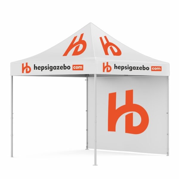 3x3 Baskılı Gazebo Tente (Baskılı Tavan+52'lik Alüminyum İskelet+1 Adet Baskılı Duvar)