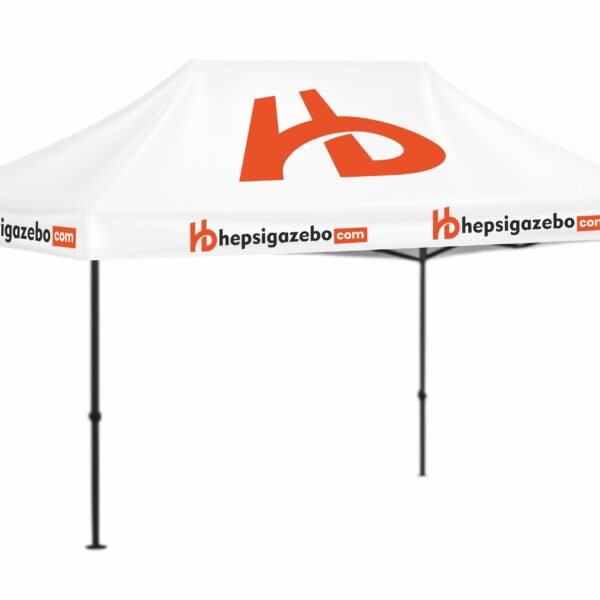 3x45 Baskılı Gazebo Tente (Baskılı Tavan+52'lik Alüminyum İskelet)