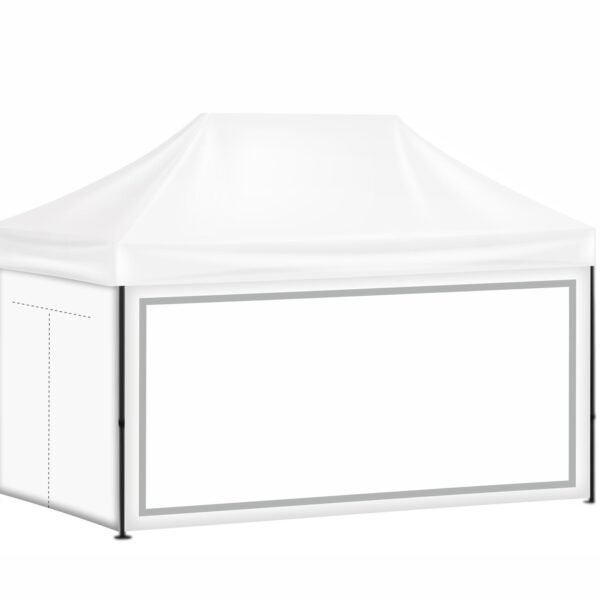 3x45 Baskısız Gazebo Tente (Baskılı Tavan+52'lik Alüminyum İskelet+1 Adet Baskısız Duvar+2 Adet Şeffaf Duvar+1 Adet Açılır Kapılı Duvar)