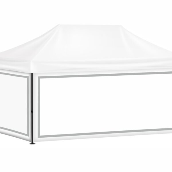 3x6 Baskısız Gazebo Tente (Baskısız Tavan+40'lık Alüminyum İskelet+2 Adet Şeffaf Duvar+2 Adet Baskısız Duvar)