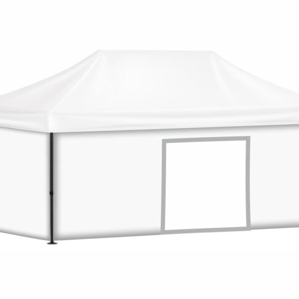 3x6 Baskısız Gazebo Tente (Baskısız Tavan+30'luk Çelik İskelet+2 Adet Baskısız Duvar+1 Adet Kapılı Duvar+1 Adet Baskısız Duvar)