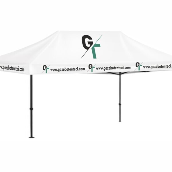 3x6 Baskılı Gazebo Tente (Baskılı Tavan+52'lik Alüminyum İskelet)