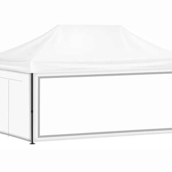 3x6 Baskısız Gazebo Tente (Baskılı Tavan+30'luk Çelik İskelet+1 Adet Baskısız Duvar+2 Adet Şeffaf Duvar+1 Adet Açılır Kapılı Duvar)