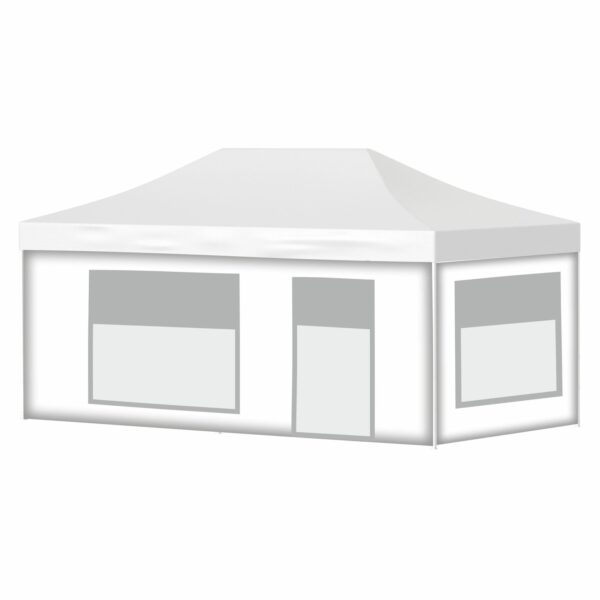 4x8 Baskısız Gazebo Tente (Baskısız Tavan+40'lık Çelik İskelet+2 Adet Şeffaf+Pencereli Duvar+1 Adet Tam Duvar+1 Adet Kapılı Pencereli Şeffaf+Pencereli Duvar)