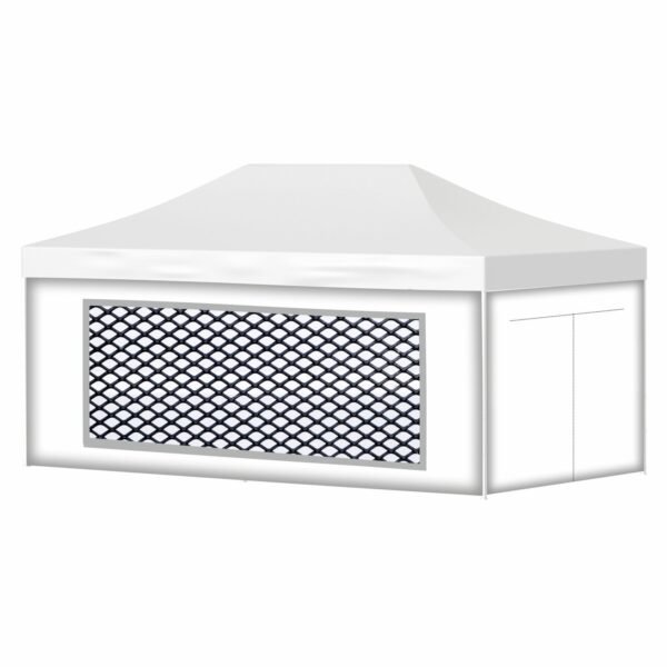 4x8 Baskısız Gazebo Tente (Baskısız Tavan+40'lık Çelik İskelet+1 Adet Sineklikli Duvar+1 Adet Açılır Kapılı Duvar+2 Adet Düz Tam Duvar)