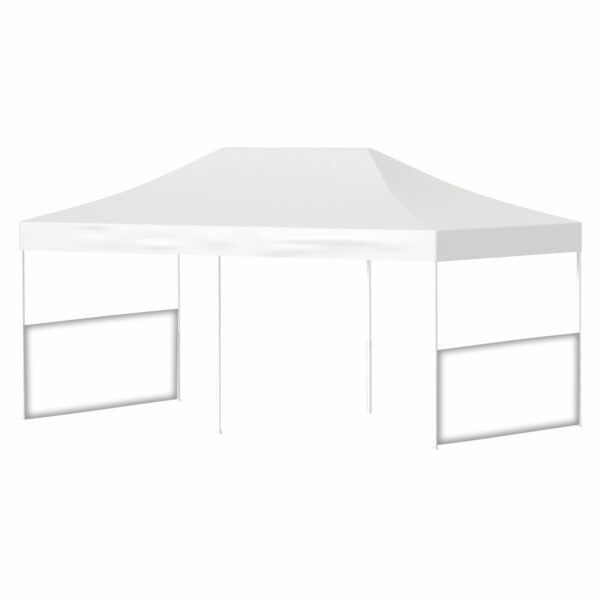4x8 Baskısız Gazebo Tente (Baskısız Tavan+40'lık Çelik İskelet+2 Adet Baskısız Yarım Duvar)