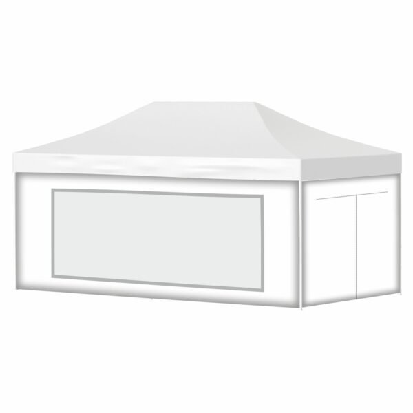 4x8 Baskısız Gazebo Tente (Baskılı Tavan+40'lık Çelik İskelet+1 Adet Baskısız Duvar+2 Adet Şeffaf Duvar+1 Adet Açılır Kapılı Duvar)