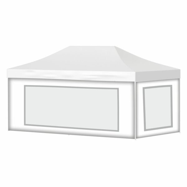 4x8 Baskısız Gazebo Tente (Baskısız Tavan+40'lık Alüminyum İskelet+2 Adet Şeffaf Duvar+2 Adet Baskısız Duvar)