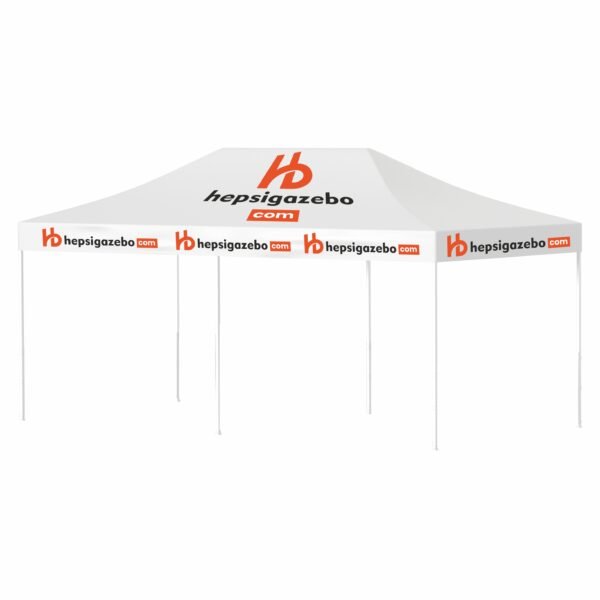 4x6 Baskılı Gazebo Tente (Baskılı Tavan+40'lık Çelik İskelet)