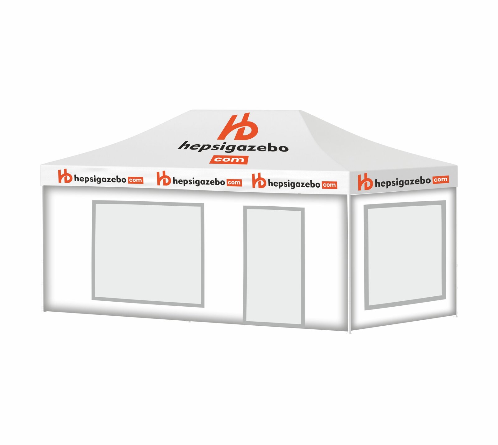 4x6 hepsi giydirme1.jpgğğğ 4x6 Baskılı Gazebo Tente (Baskılı Tavan+40'lık Çelik İskelet+2 Adet Şeffaf Pencereli Kapılı Duvar+1 Adet Baskısız Tam Duvar+1 Adet Kapılı Duvar) - Görsel 1