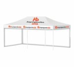 3x6 Baskılı Gazebo Tente (Baskılı Tavan+52'lik Alüminyum İskelet+2 Adet Baskısız Tam Duvar)
