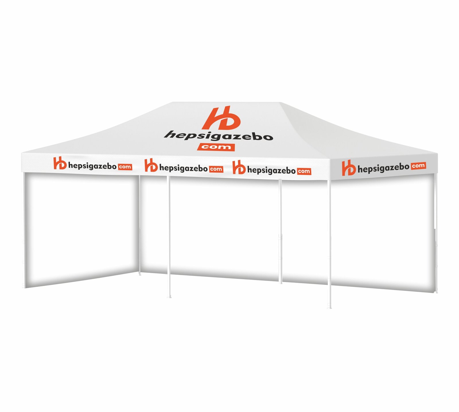 4x8 hepsitente giydirme1.jpgddd 4x8 Baskılı Gazebo Tente (Baskılı Tavan+40'lık Çelik İskelet+2 Adet Baskısız Tam Duvar) - Görsel 1