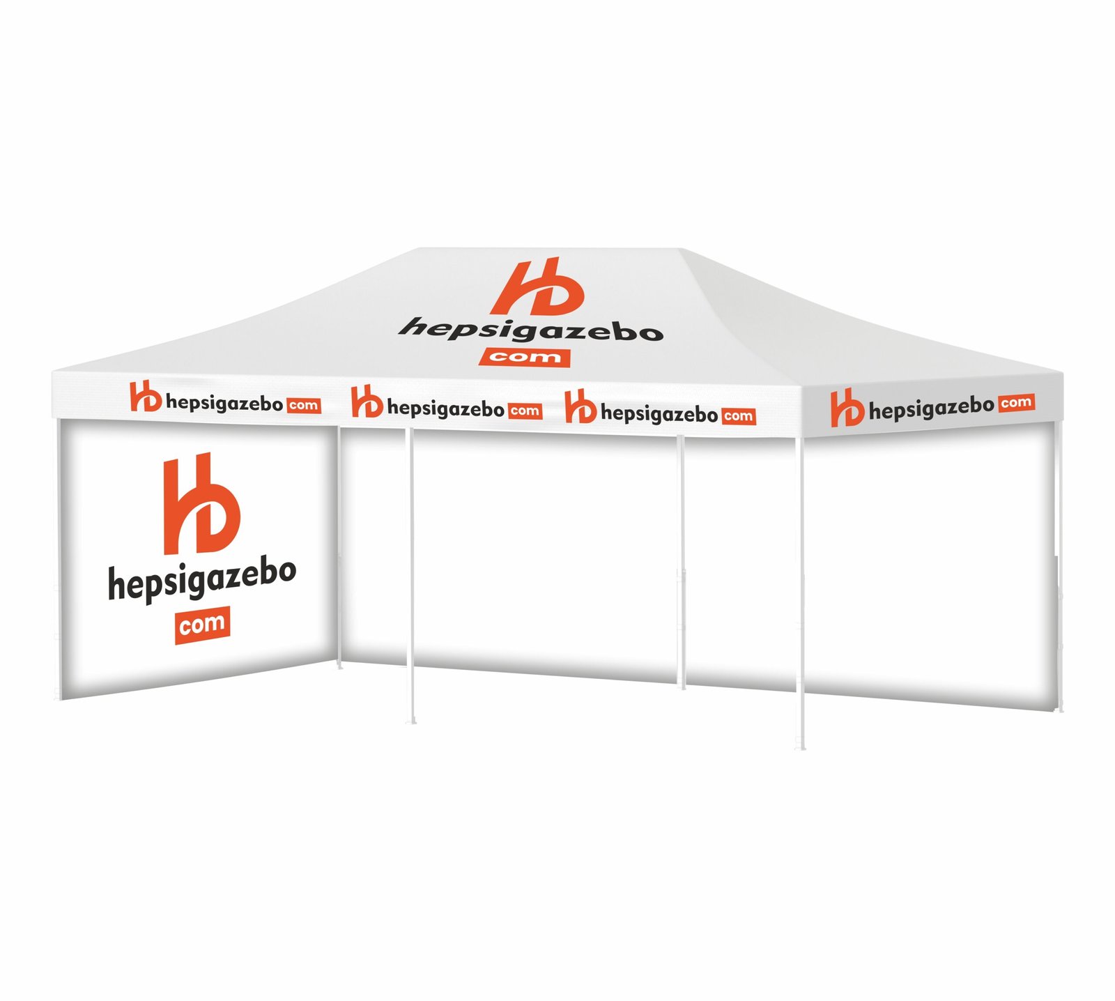 4x8 hepsitente giydirme1.jpgdds 4x8 Baskılı Gazebo Tente (Baskılı Tavan+40'lık Çelik İskelet+1 Adet Tam Baskılı+1 Adet Baskısız Duvar) - Görsel 1