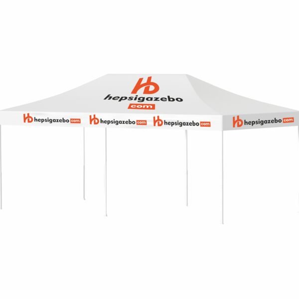 4x8 Baskılı Gazebo Tente (Baskılı Tavan+52'lik Alüminyum İskelet)