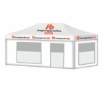 3x6 Baskılı Gazebo Tente (Baskılı Tavan+52'lik Alüminyum İskelet+2 Adet Şeffaf+Pencereli Duvar+1 Adet Tam Duvar+1 Adet Kapılı Pencereli Şeffaf+Pencereli Duvar) - Görsel 2